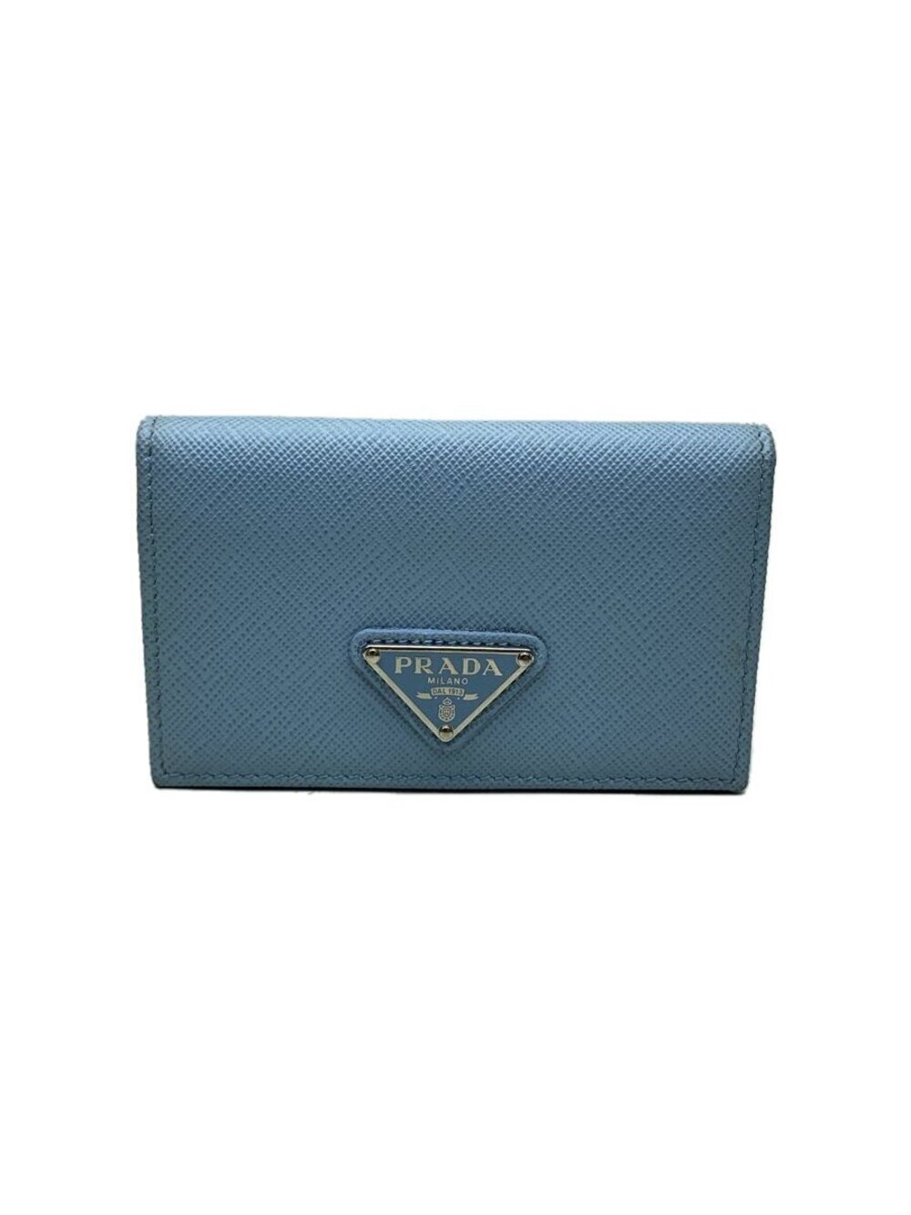 Prada Card Case Wallet Leather Blue